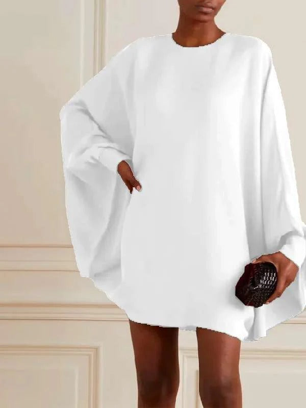Women’s Oversized Dress – Relaxed Fit – Wide Sleeves – Soft Drapey – Short Length