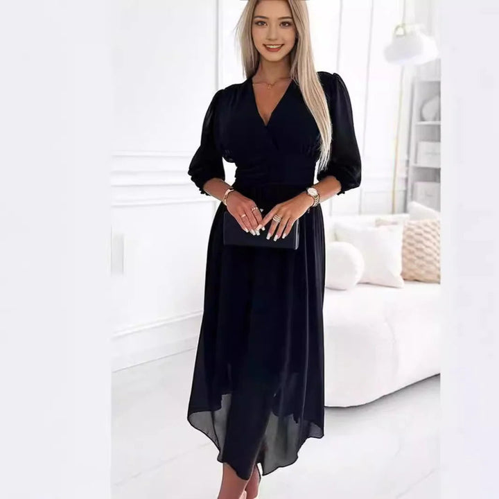 Women’s Maxi Dress – V-Neck – Long Sleeve – Flowy Silhouette