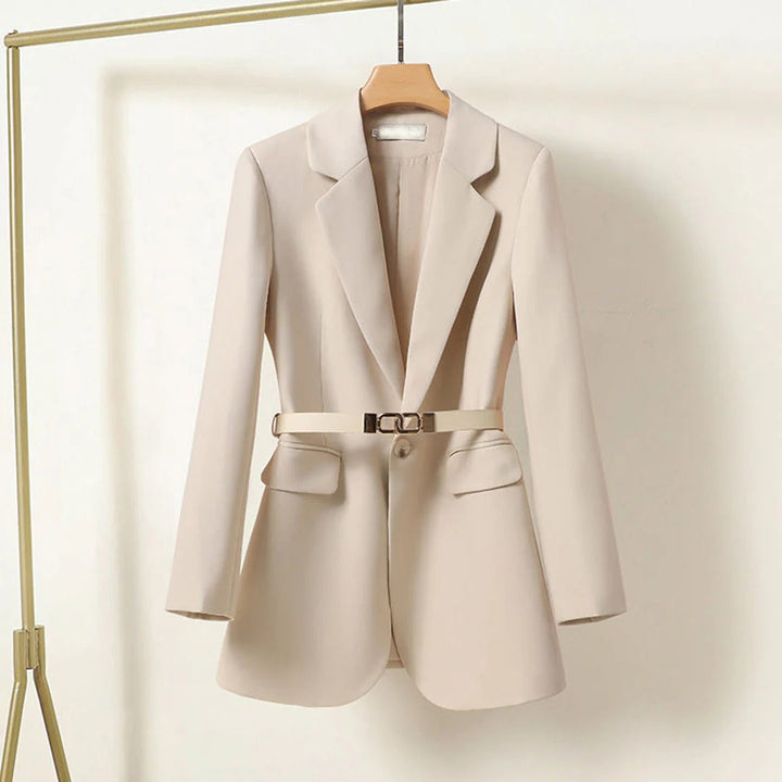 Women’s Blazer - Tailored Fit - Belted Waist - Single Button - Classic Lapel Design