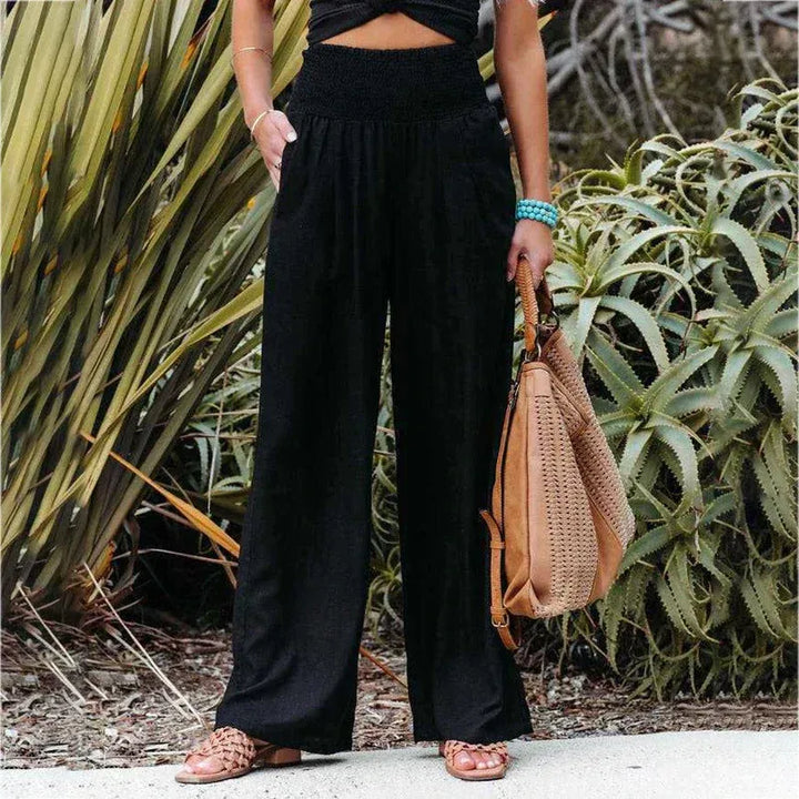 Women’s Wide-Leg Trousers – High Waist – Relaxed Fit – Lightweight Linen Comfort
