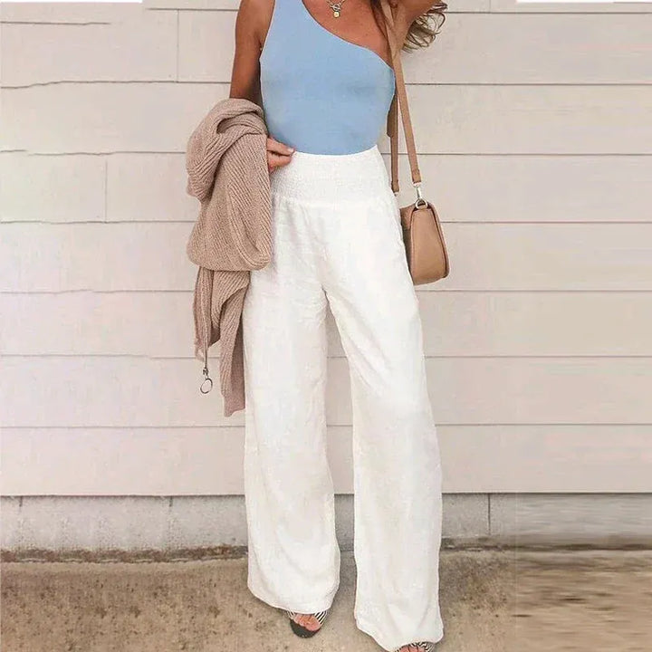 Women’s Wide-Leg Trousers – High Waist – Relaxed Fit – Lightweight Linen Comfort