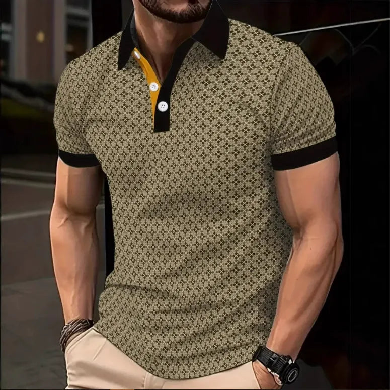 Men’s Polo Shirt - Slim Fit - Cotton - 3D Print - Short Sleeve Casual Wear
