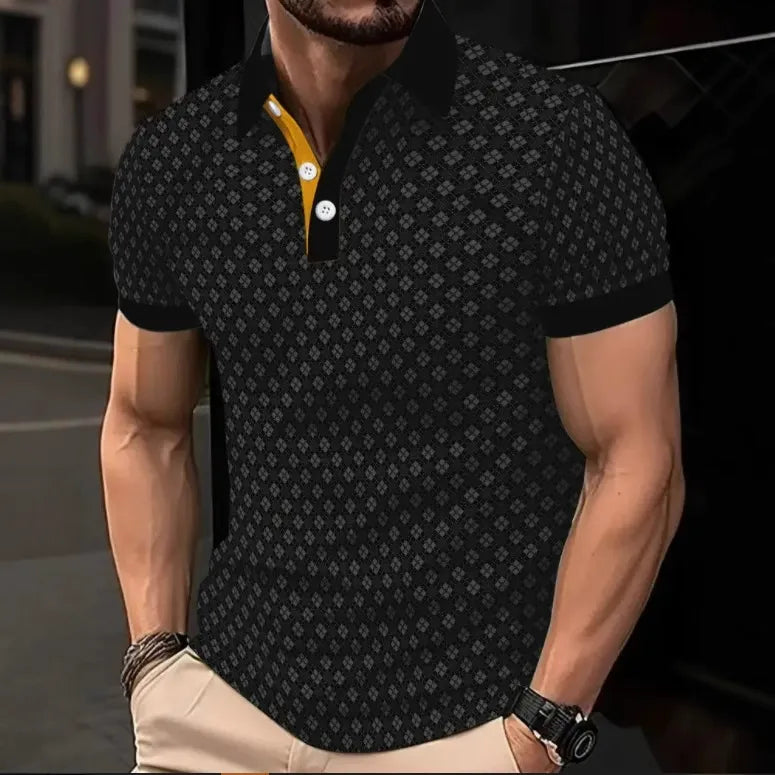 Men’s Polo Shirt - Slim Fit - Cotton - 3D Print - Short Sleeve Casual Wear
