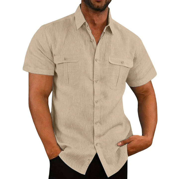 Men’s Button-Down Shirt – Cotton Blend – Regular Fit – Short Sleeve – Chest Pockets