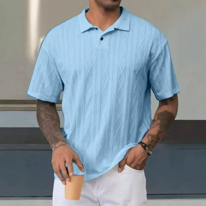 Men’s Polo Shirt - Relaxed Fit - Textured Knit - Short Sleeve Casual Wear
