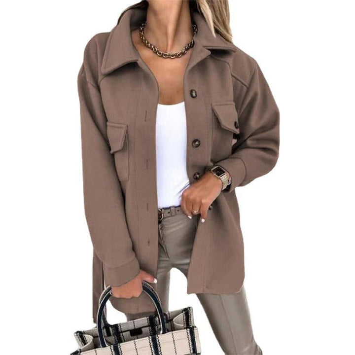 Women’s Windproof Jacket – Oversized Fit – Hip Length – Button Front with Flap Pockets