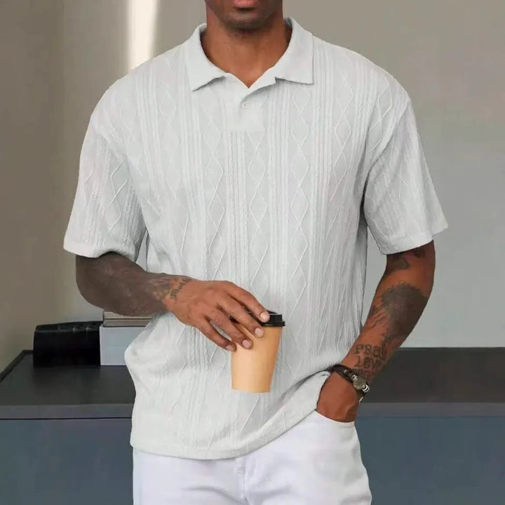 Men’s Polo Shirt - Relaxed Fit - Textured Knit - Short Sleeve Casual Wear