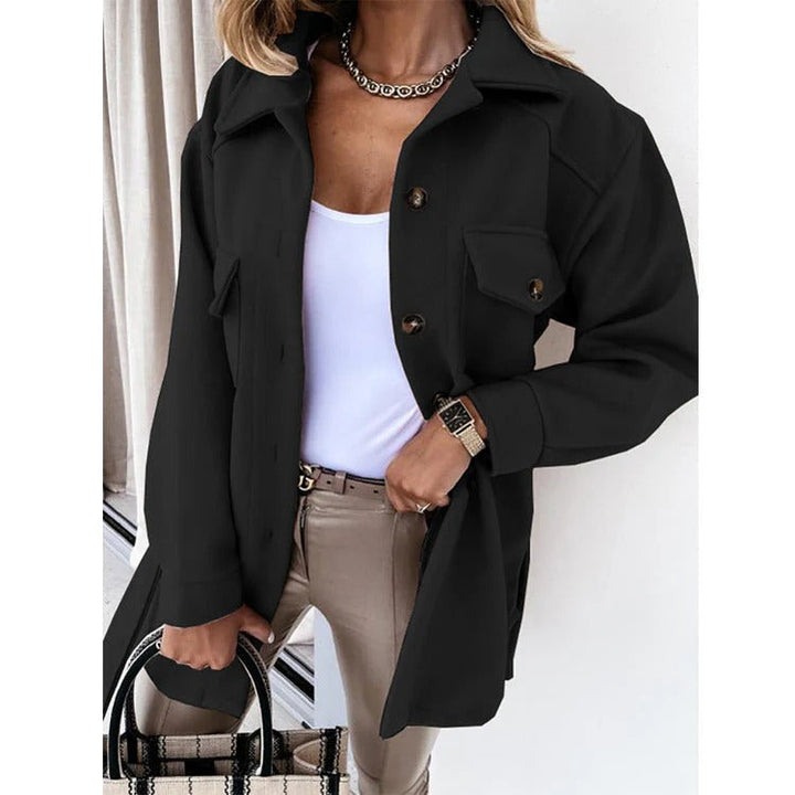 Women’s Windproof Jacket – Oversized Fit – Hip Length – Button Front with Flap Pockets