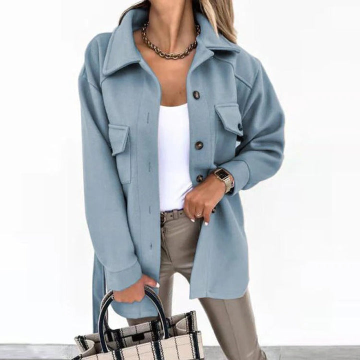 Women’s Windproof Jacket – Oversized Fit – Hip Length – Button Front with Flap Pockets