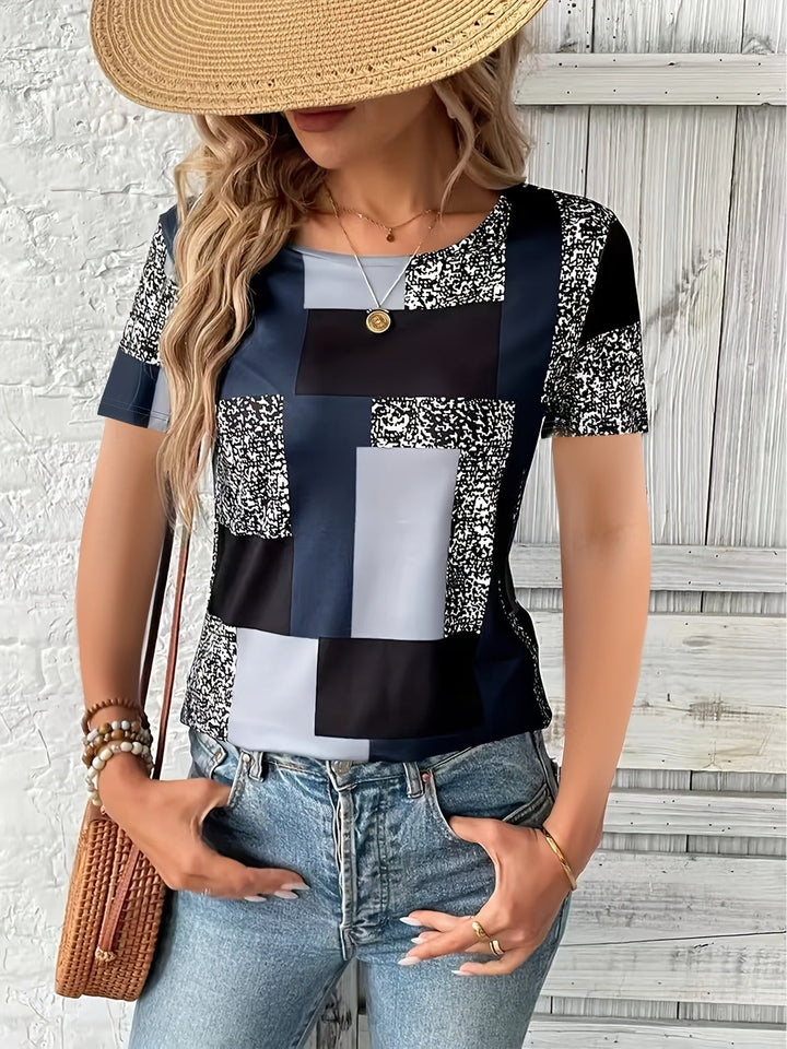 Women’s T-Shirt – Cotton Blend – Regular Fit – Short Sleeve – Geometric Print