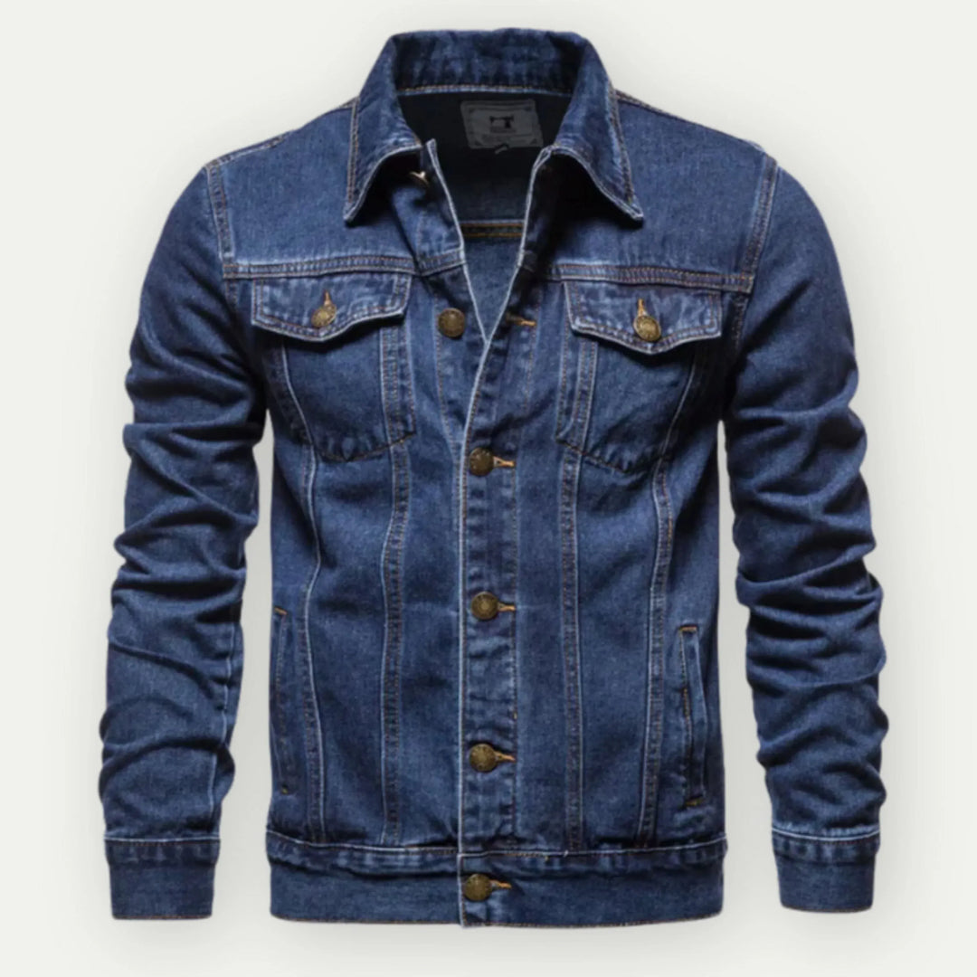 Men’s Trucker Jacket - Denim - Tailored Fit - Button Front - Chest and Side Pockets