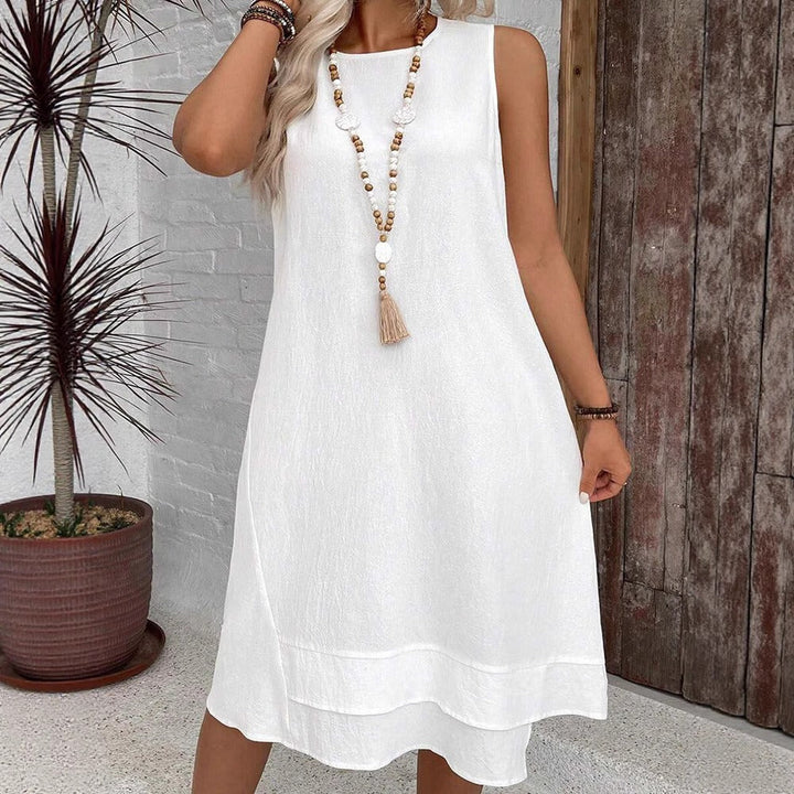 Women’s Midi Dress – Relaxed Fit – Sleeveless – Round Neck – Cotton Blend