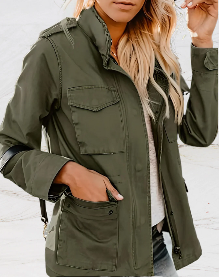 Women’s Utility Jacket – Cotton – Regular Fit – Zip Button Closure – Four Pockets
