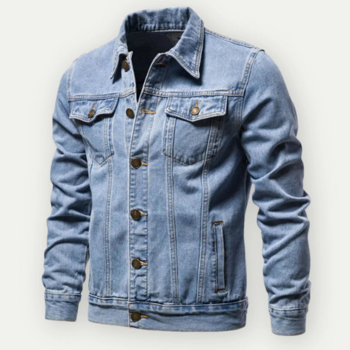 Men’s Trucker Jacket - Denim - Tailored Fit - Button Front - Chest and Side Pockets