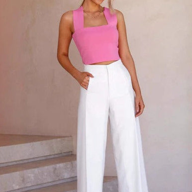 Women’s Crop Top – Fitted Silhouette – Square Neck – Wide Strap – Sleeveless Breathable