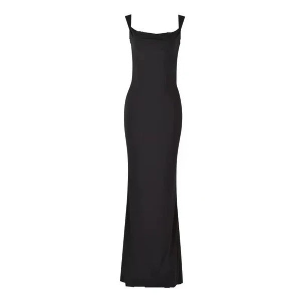 Women’s Evening Dress – Slim Fit – Sculpted Waist – Cowl Neck – Draped Bust – Full Length