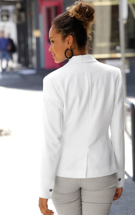 Women’s Blazer Jacket – Tailored Fit – Notched Lapel – Single Button – Long Sleeve