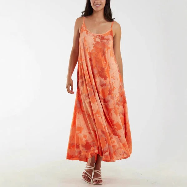 Women’s Maxi Dress – Flowing Fit – Adjustable Straps – V-Neck – Breathable Blend