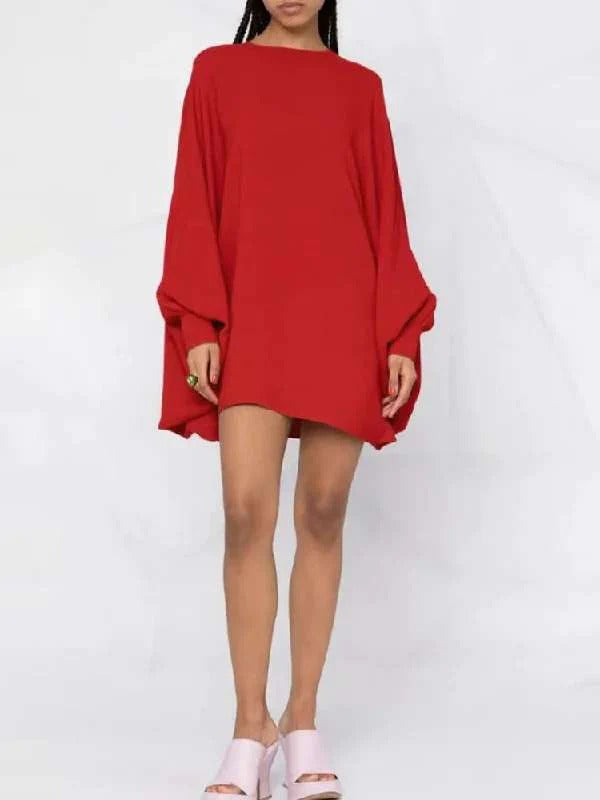 Women’s Oversized Dress – Relaxed Fit – Wide Sleeves – Soft Drapey – Short Length