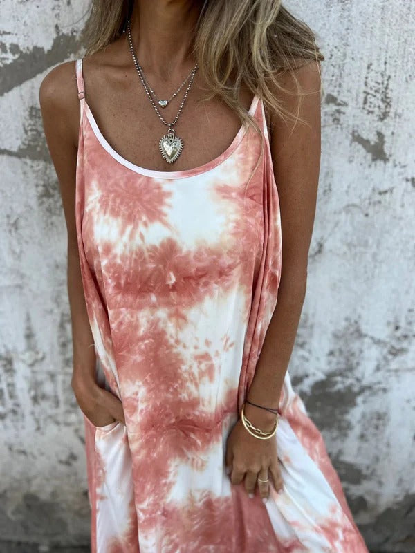 Women’s Maxi Dress – Flowing Fit – Sleeveless Spaghetti Straps – Lightweight Breathable Fabric