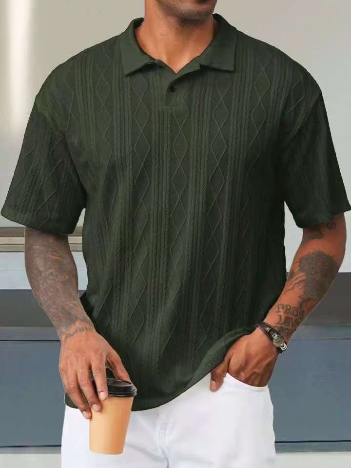 Men’s Polo Shirt - Relaxed Fit - Textured Knit - Short Sleeve Casual Wear