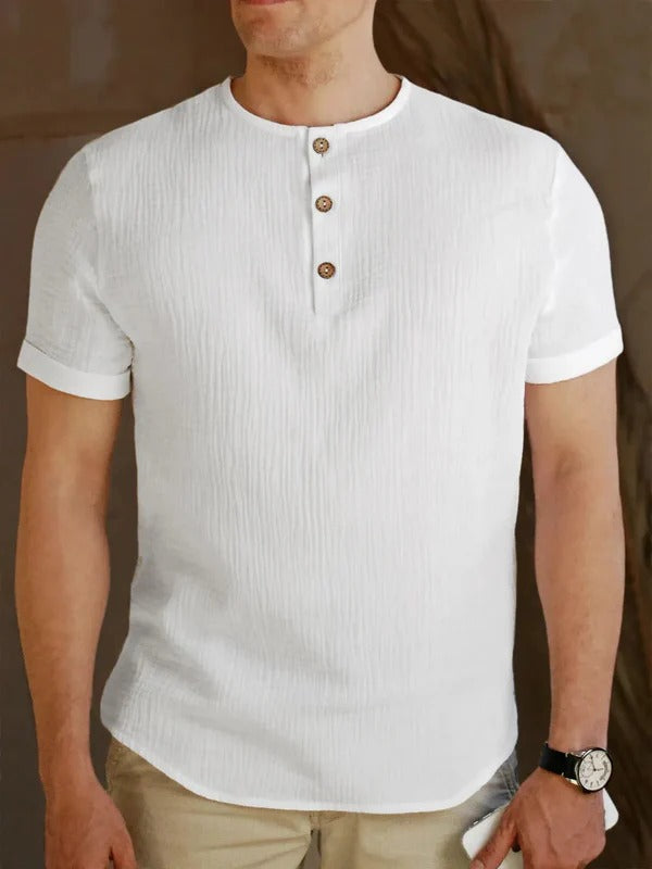 Men’s Henley T-Shirt – Soft Knit – Regular Fit – Short Sleeve – Button Neck Casual