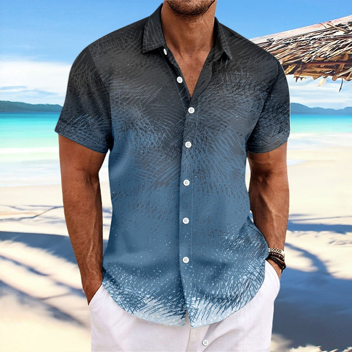 Men’s Short Sleeve Shirt – Relaxed Fit – Cotton Feel – Gradient Stripe Print