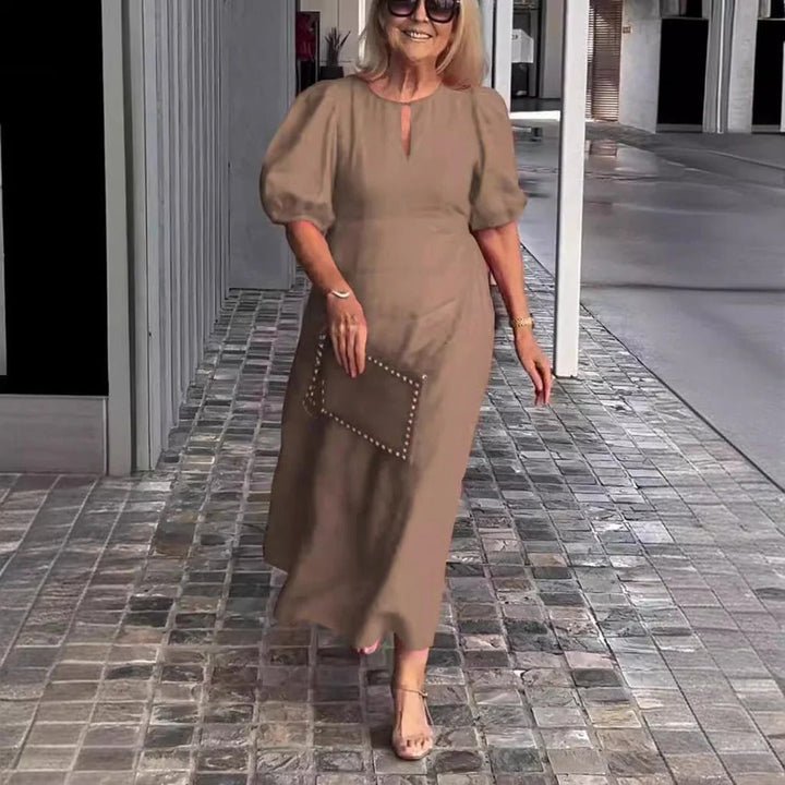 Women’s Maxi Dress – Flowing Fit – Puff Sleeves – Lightweight Elegant Drape