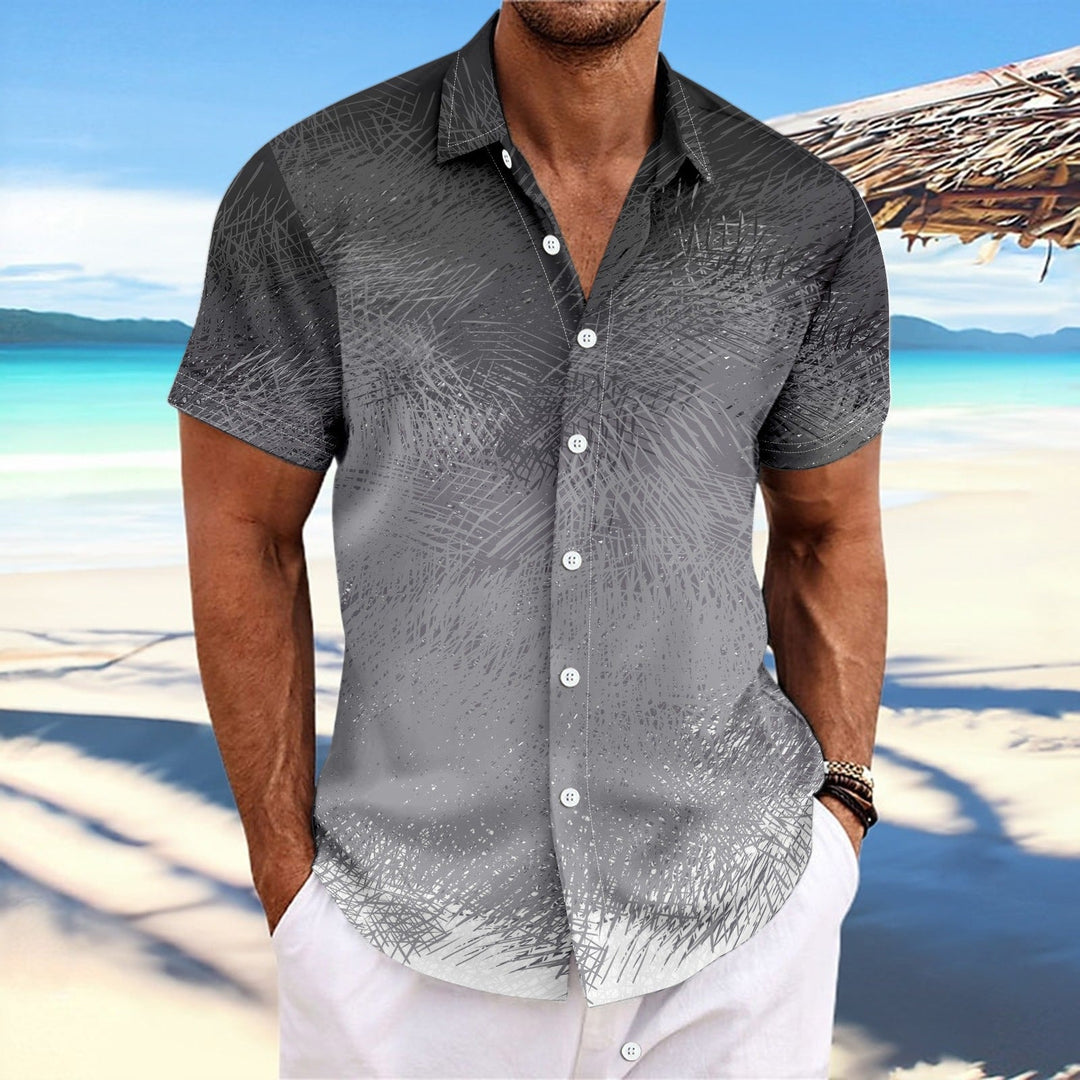 Men’s Short Sleeve Shirt – Relaxed Fit – Cotton Feel – Gradient Stripe Print