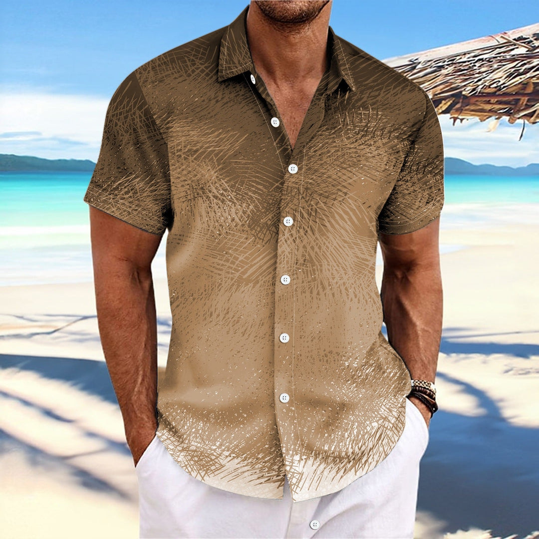 Men’s Short Sleeve Shirt – Relaxed Fit – Cotton Feel – Gradient Stripe Print