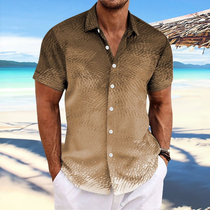 Men’s Short Sleeve Shirt – Relaxed Fit – Cotton Feel – Gradient Stripe Print