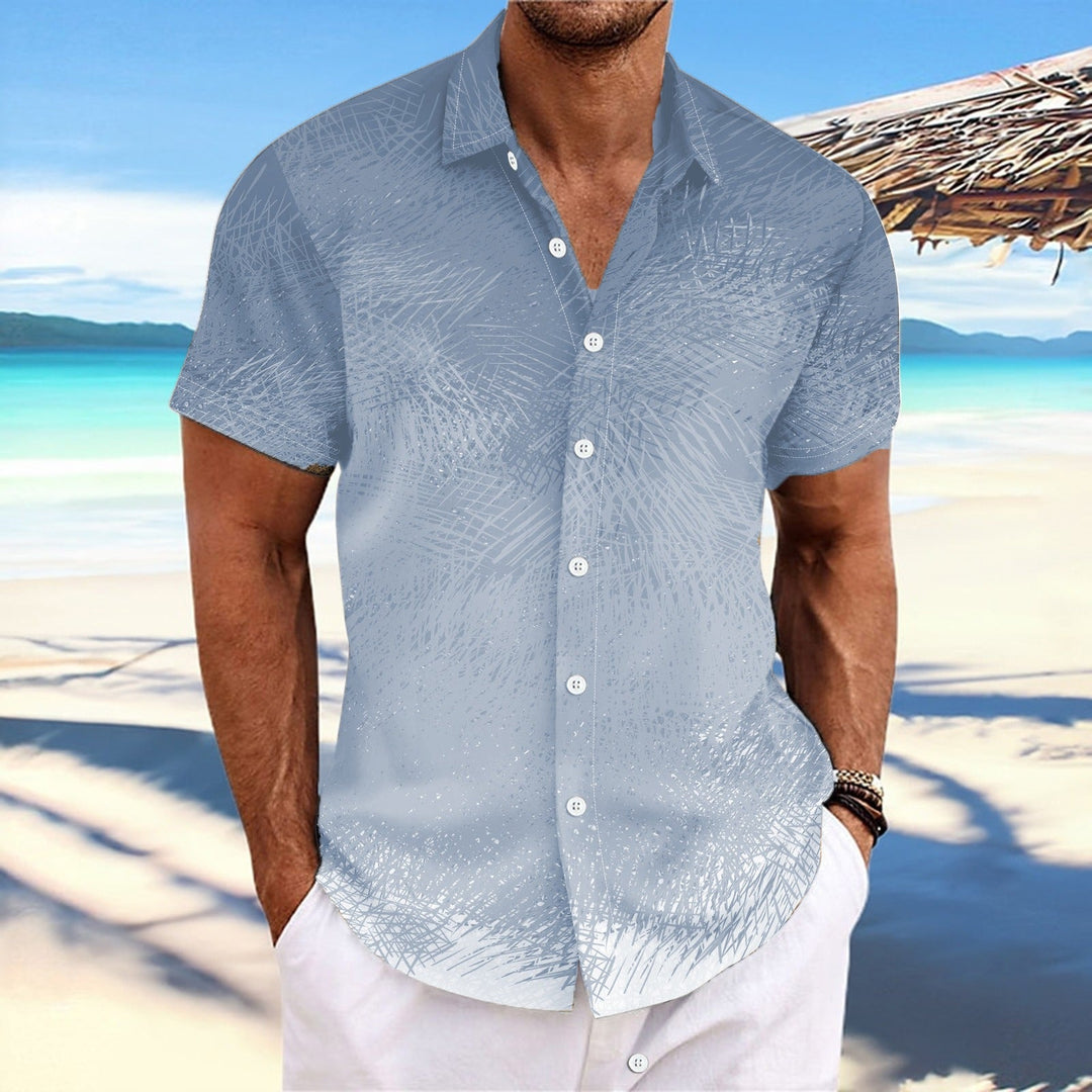 Men’s Short Sleeve Shirt – Relaxed Fit – Cotton Feel – Gradient Stripe Print