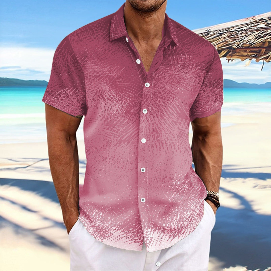 Men’s Short Sleeve Shirt – Relaxed Fit – Cotton Feel – Gradient Stripe Print