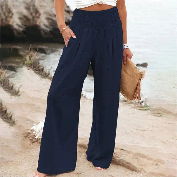 Women’s Wide-Leg Trousers – High Waist – Relaxed Fit – Lightweight Linen Comfort