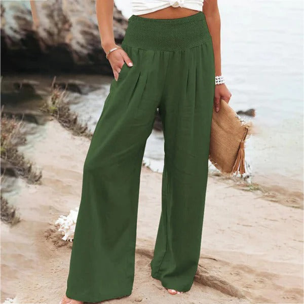 Women’s Wide-Leg Trousers – High Waist – Relaxed Fit – Lightweight Linen Comfort