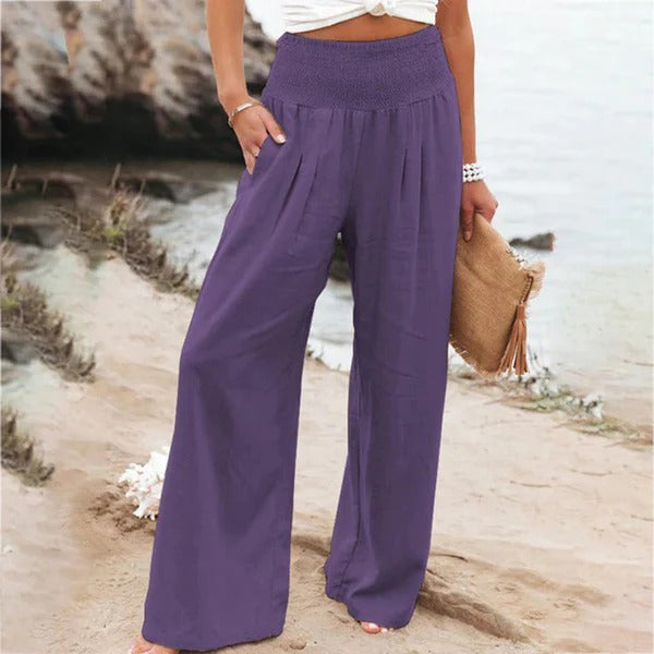 Women’s Wide-Leg Trousers – High Waist – Relaxed Fit – Lightweight Linen Comfort