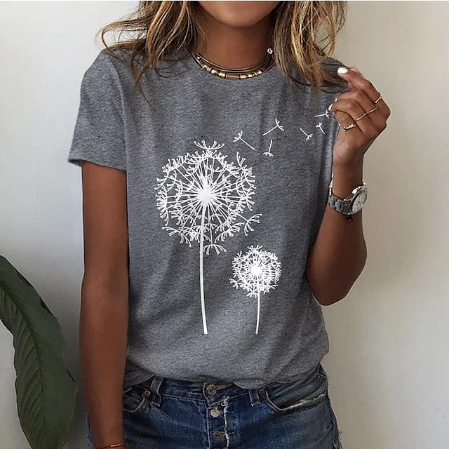 Women's T-Shirt - Cotton Blend - Short Sleeve - Round Neck - Casual Printed Design