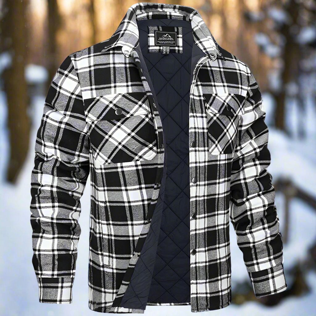 Men’s Shirt Jacket – Relaxed Fit – Quilted Flannel – Snap Front – Chest Pockets
