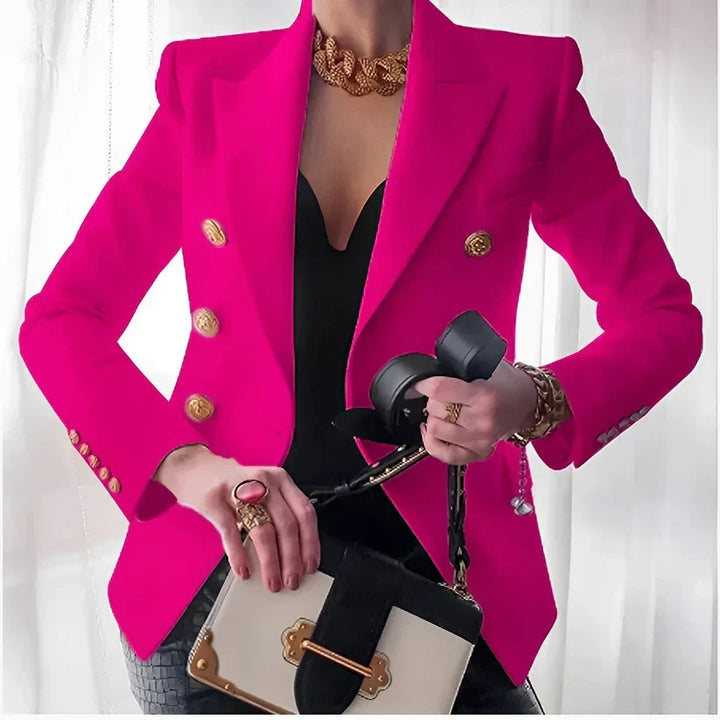 Women’s Blazer – Tailored Fit – Double-Breasted – Structured Silhouette – Gold Button Trim