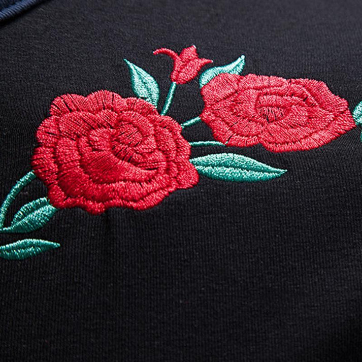 Men’s Polo Shirt - Short Sleeve - Embroidered Floral Design - Slim Fit Casual Wear