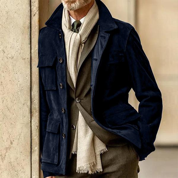 Men’s Tailored Jacket – Structured Fit – Wool Blend – Notch Collar – Button Closure