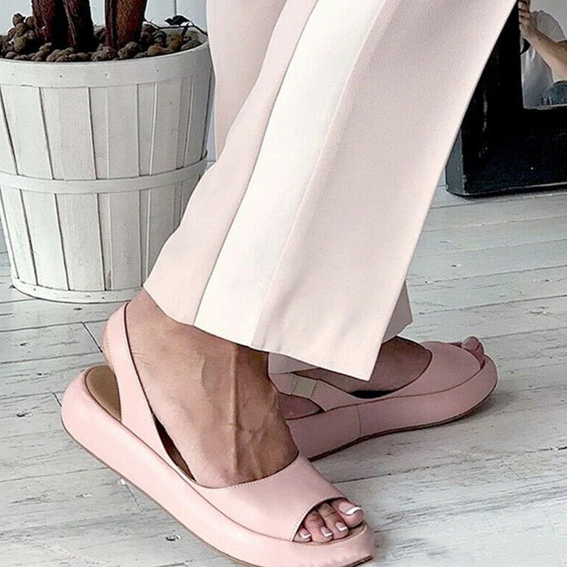 Women’s Slingback Flats – Open Toe – Soft Flexible Fit – Platform Sole – Casual Comfort