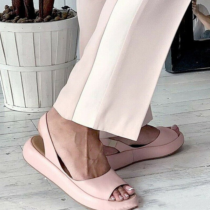 Women’s Slingback Flats – Open Toe – Soft Flexible Fit – Platform Sole – Casual Comfort