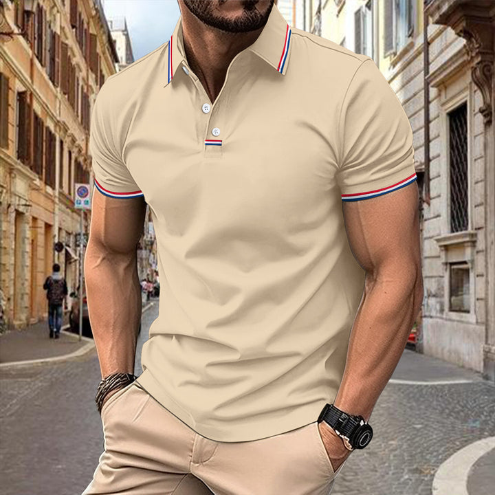 Men’s Polo Shirt - Slim Fit - Ribbed Collar & Cuffs - Cotton Blend - Button Placket