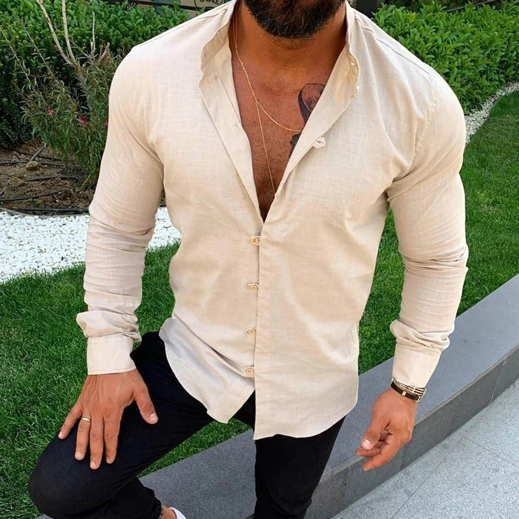 Men’s Shirt - Slim Fit - Natural Fibers - Long Sleeve - Button-Up Casual Style