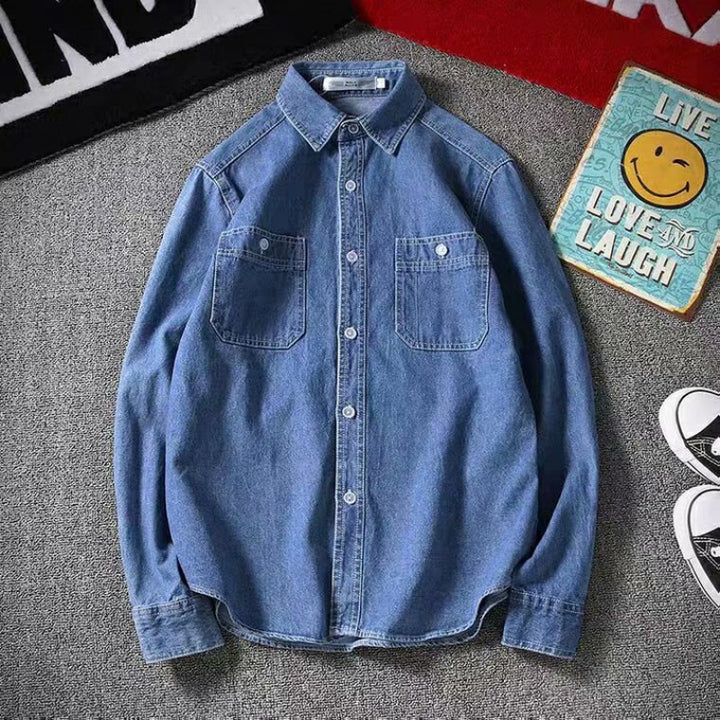 Men’s Denim Shirt - 100% Cotton - Regular Fit - Long Sleeve Casual Button-Up