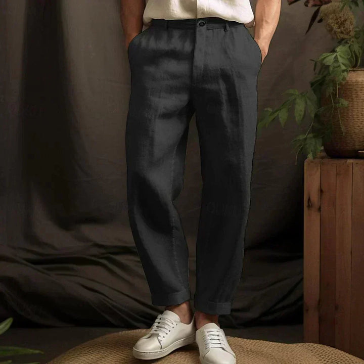 Men’s Linen Pants – Relaxed Fit – Straight Leg – Casual Trousers