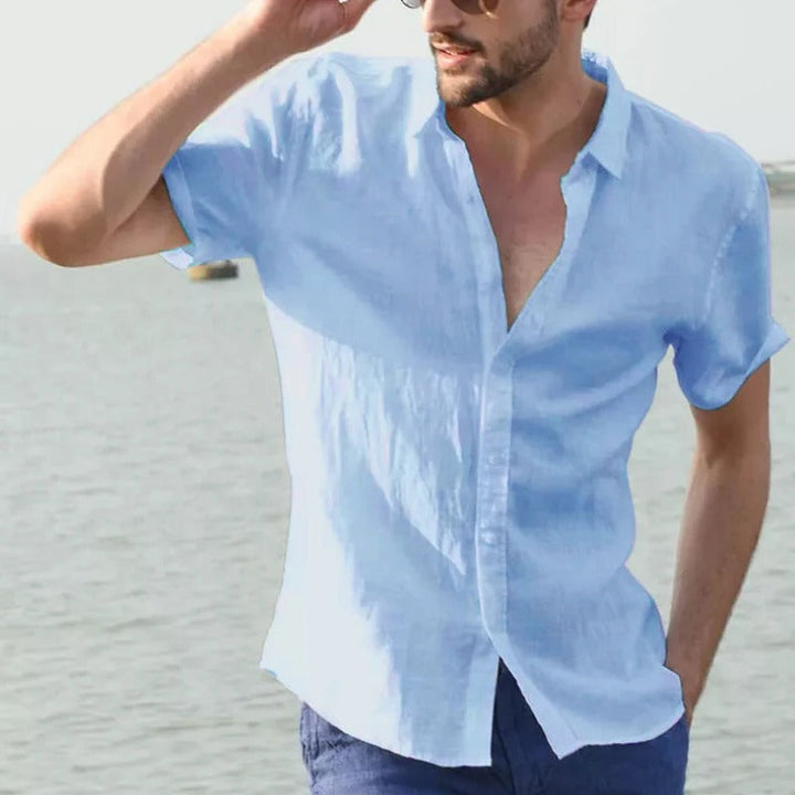 Men’s Short Sleeve Shirt – Relaxed Fit – Button-Up – Natural Fibers – Casual Wear