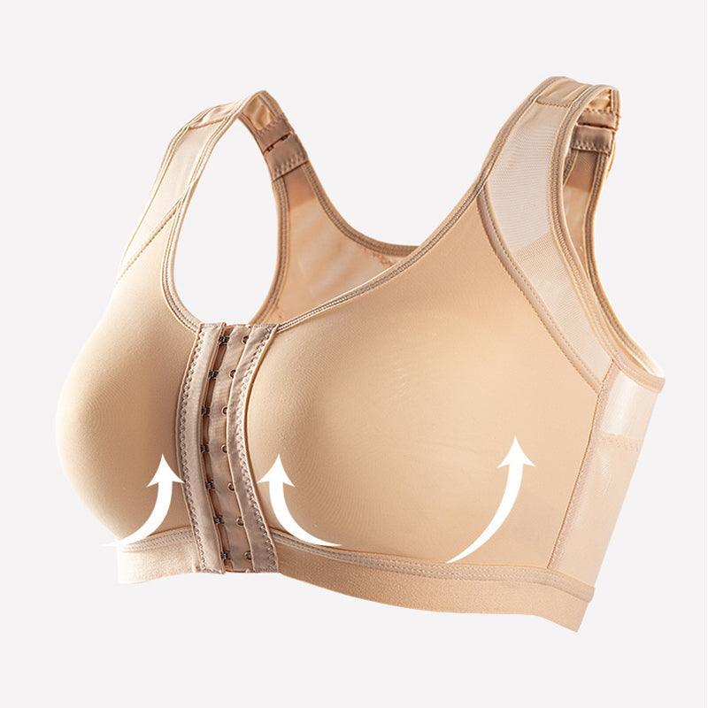Women’s Support Bra – Breathable Stretch Blend – Front Closure – Wide Straps – Full Coverage