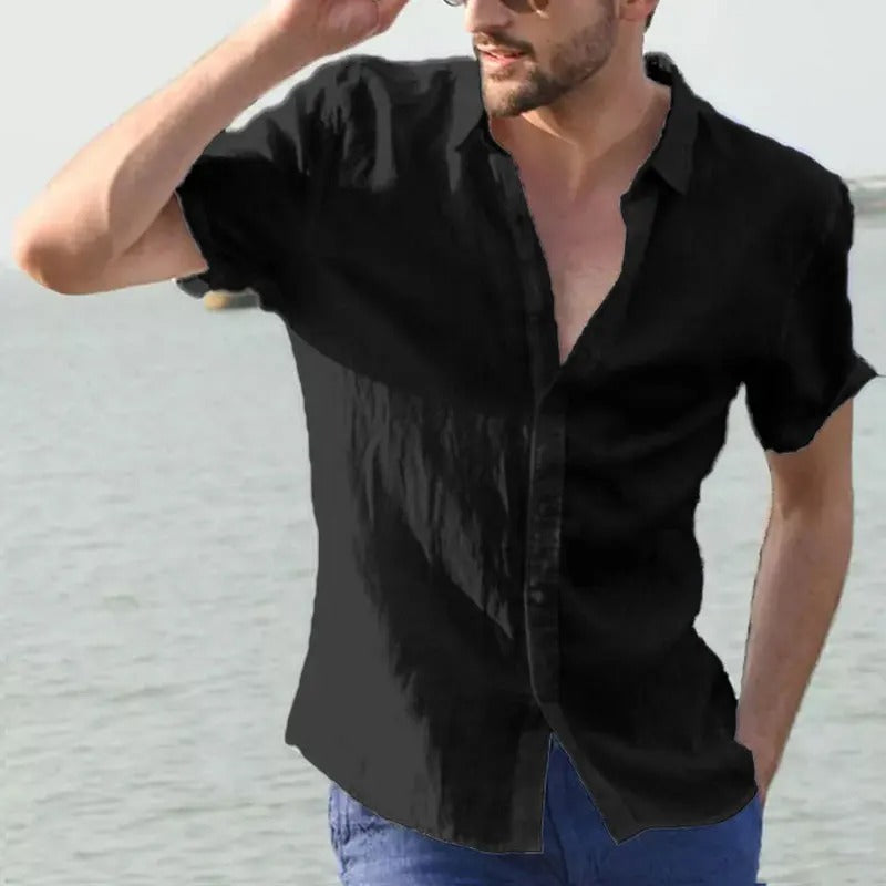 Men’s Short Sleeve Shirt – Relaxed Fit – Button-Up – Natural Fibers – Casual Wear